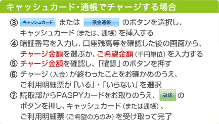 キャッシュカード・通帳でチャージする場合